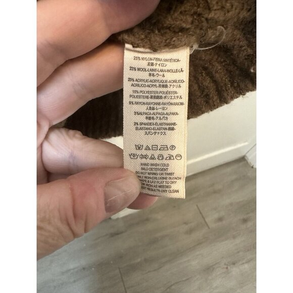 Free People Heavy Knit Chunky Sweater Cardigan Brown Sz S Oversized Big Buttons - Picture 2 of 8